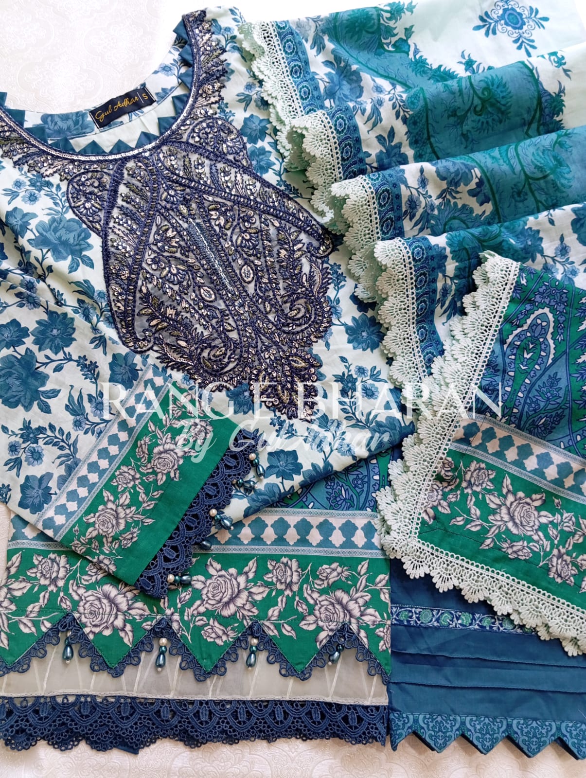 Gul Adhar Stitched Lawn | D.no.005