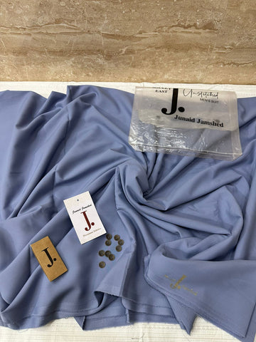 DENIM BLUE BOSKI UNSTITCHED KAMEEZ SHALWAR FABRIC | JUNAID JAMSHED