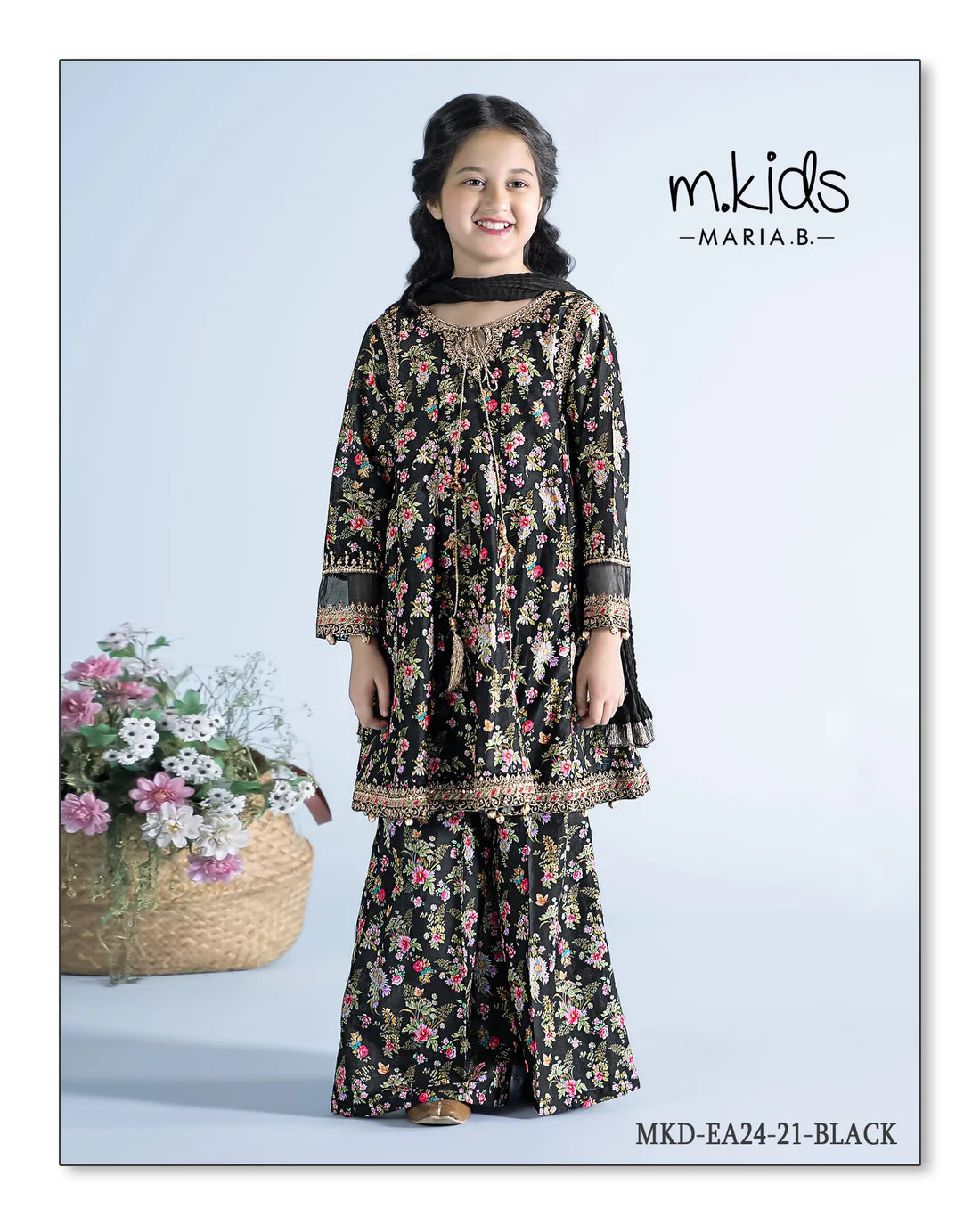 3 Piece Embroidered Lawn Suit | MKD-EA24-21 BLACK