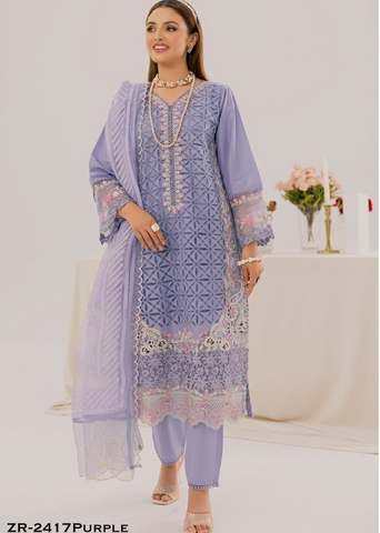 Zahra Rubab Chikankari | Ready To Wear | ZR-2417 | Purple