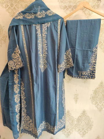 Dusty Blue Embroidered Suit