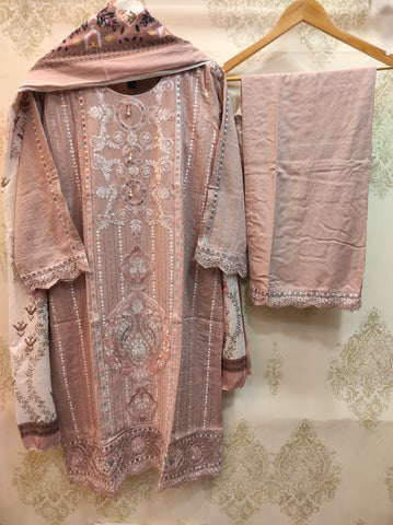 Nude Pink Embroidered Suit