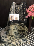 Black Embroidered Semi-stitched Lawn