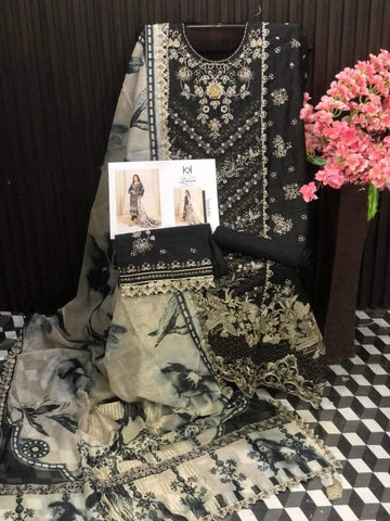 Black Embroidered Semi-stitched Lawn