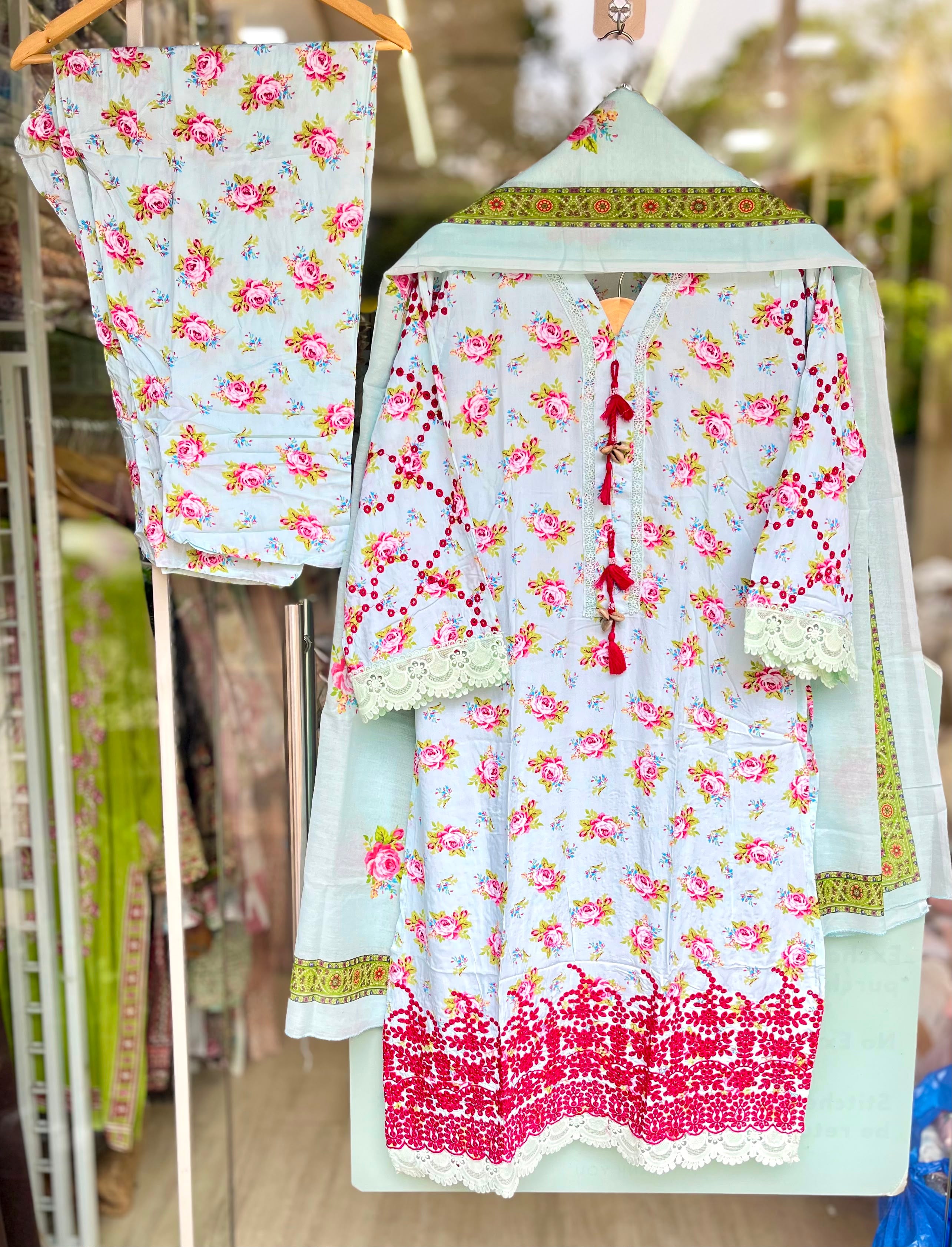 Floral Bliss Modal Suit | Mint