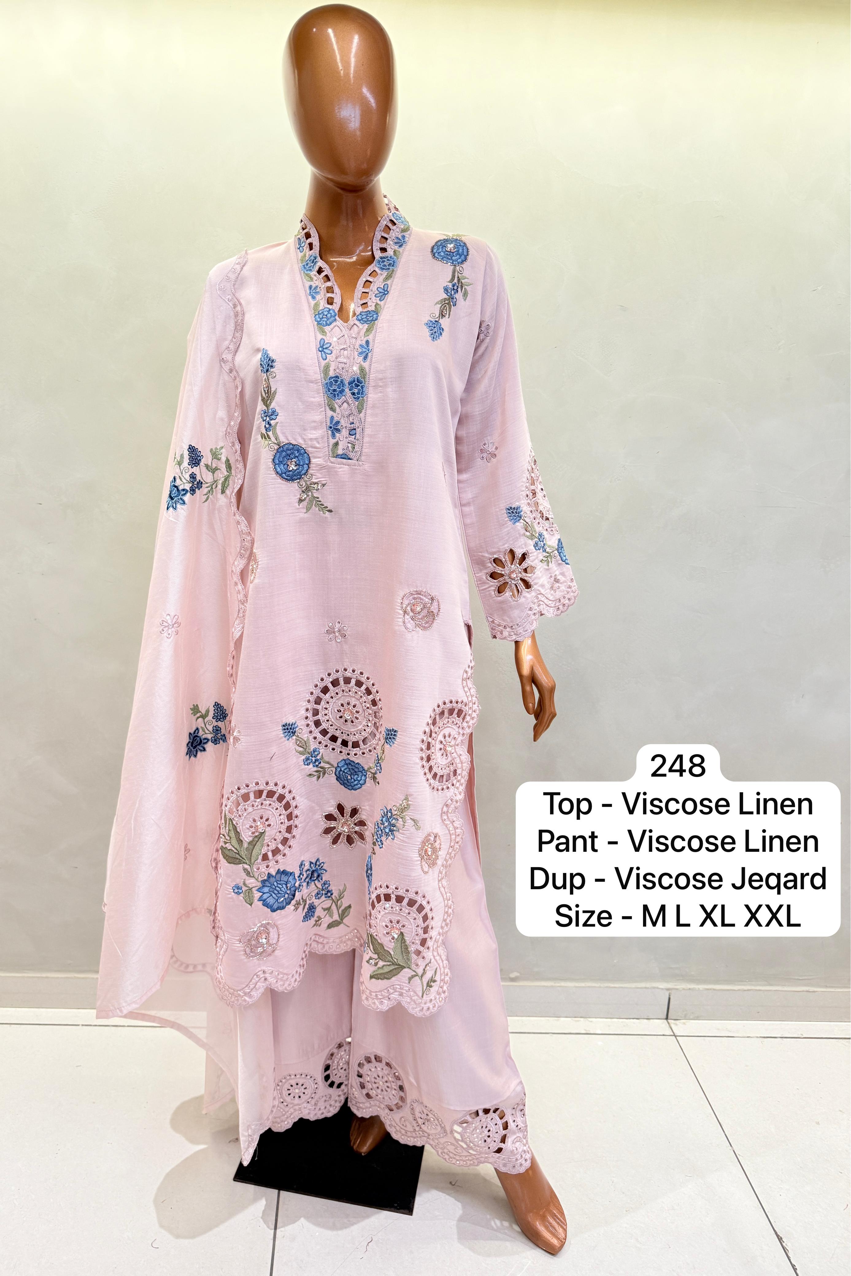Viscose Linen Kurta Set | PINK