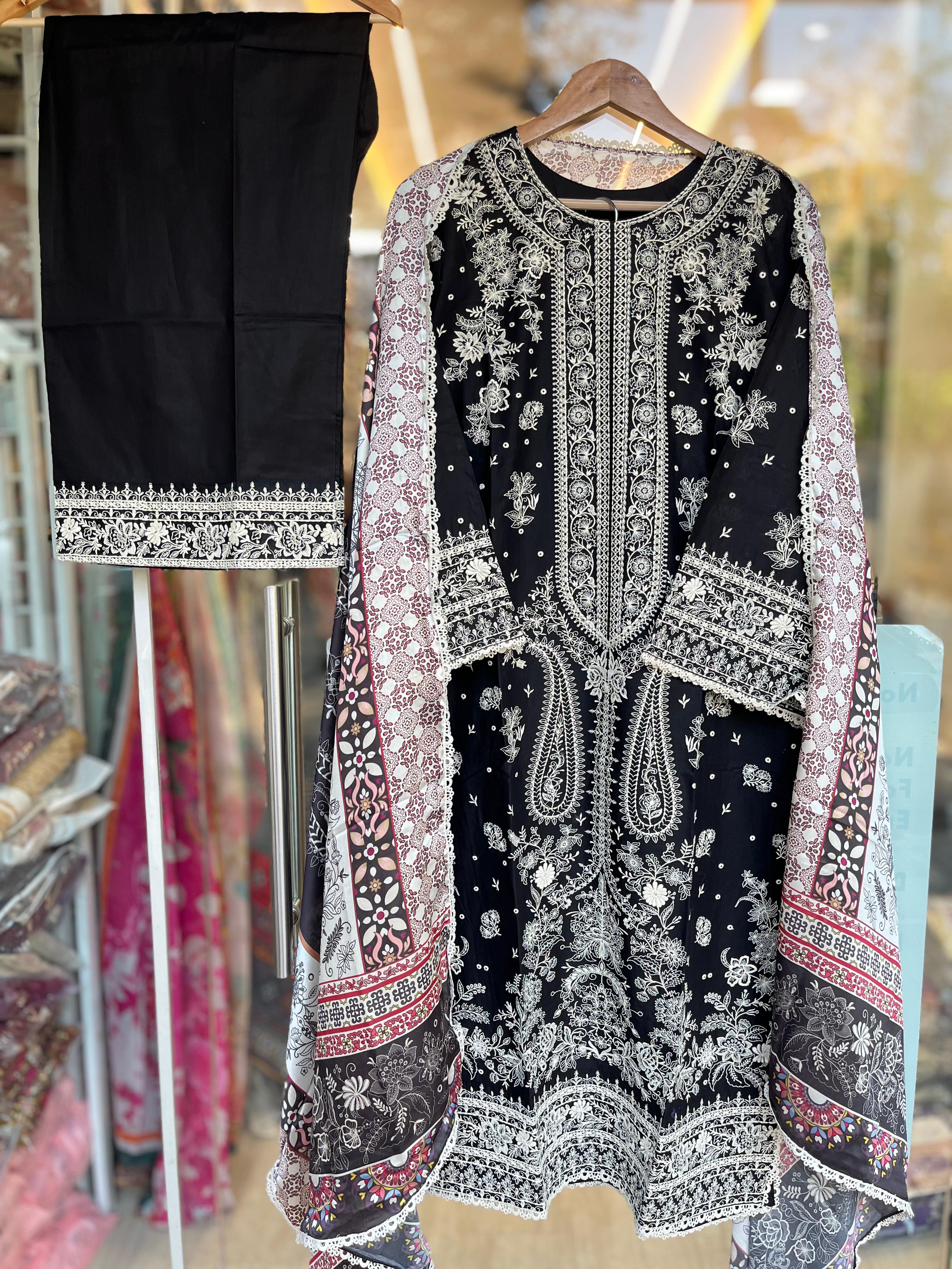 Ferisha Luxury Lawn | Ebony Noir