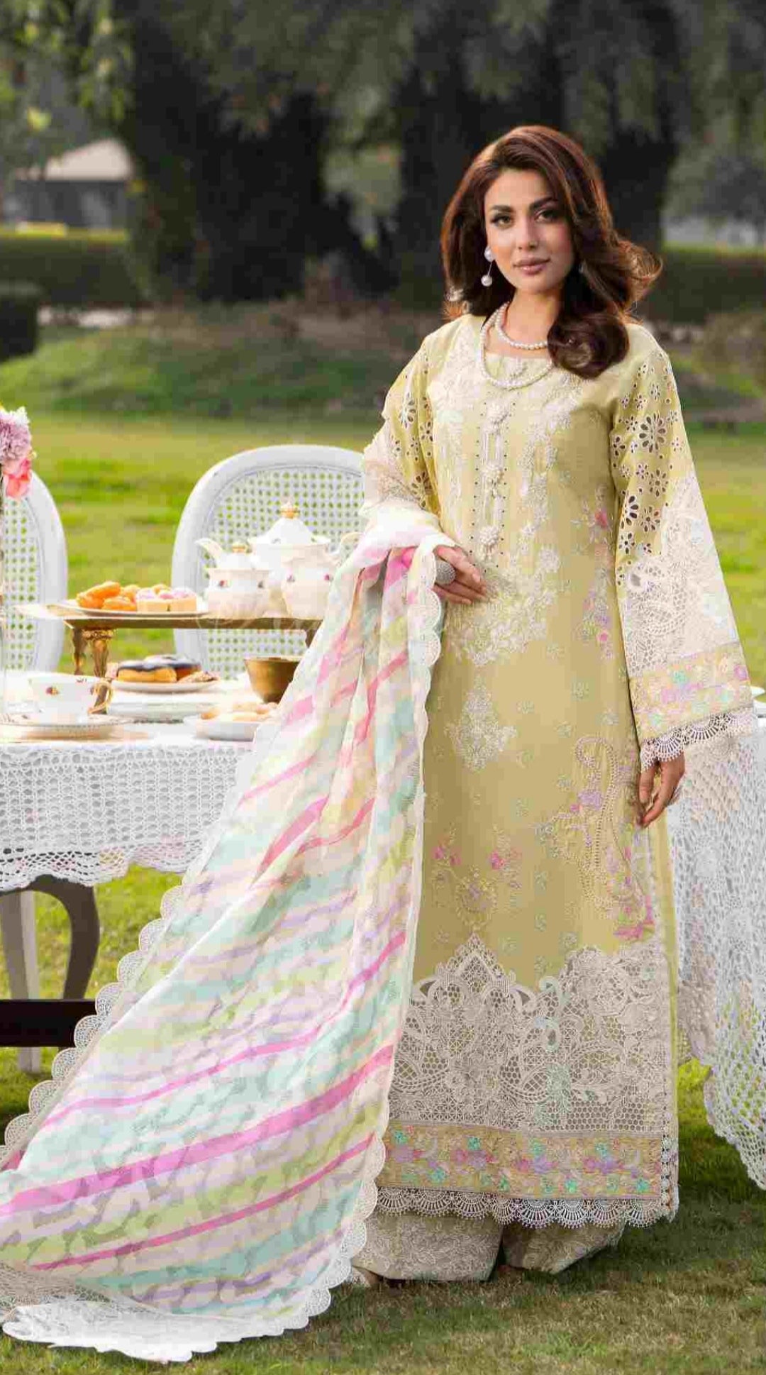 Chaand Raat Luxury Lawn | Olive Dew