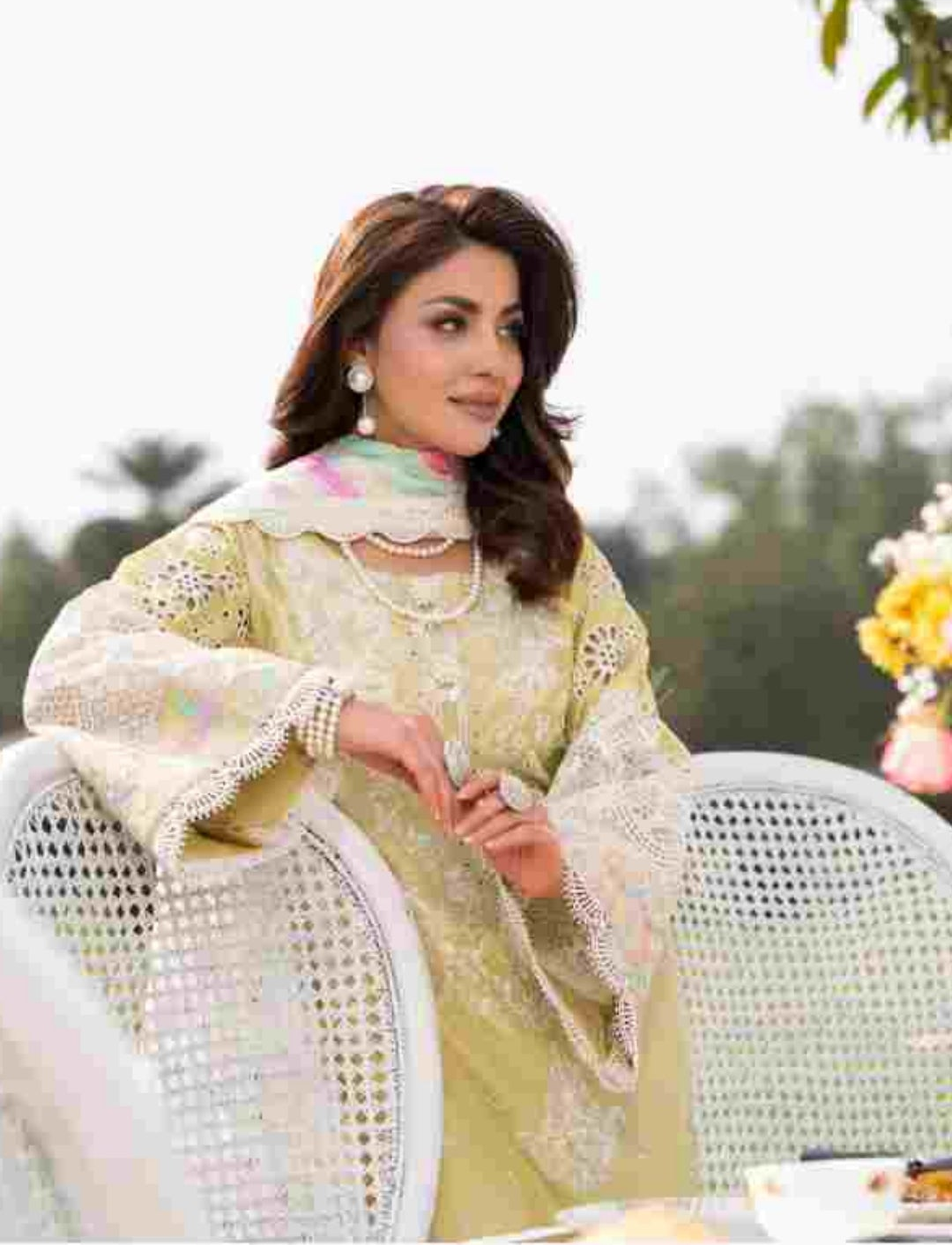 Chaand Raat Luxury Lawn | Olive Dew