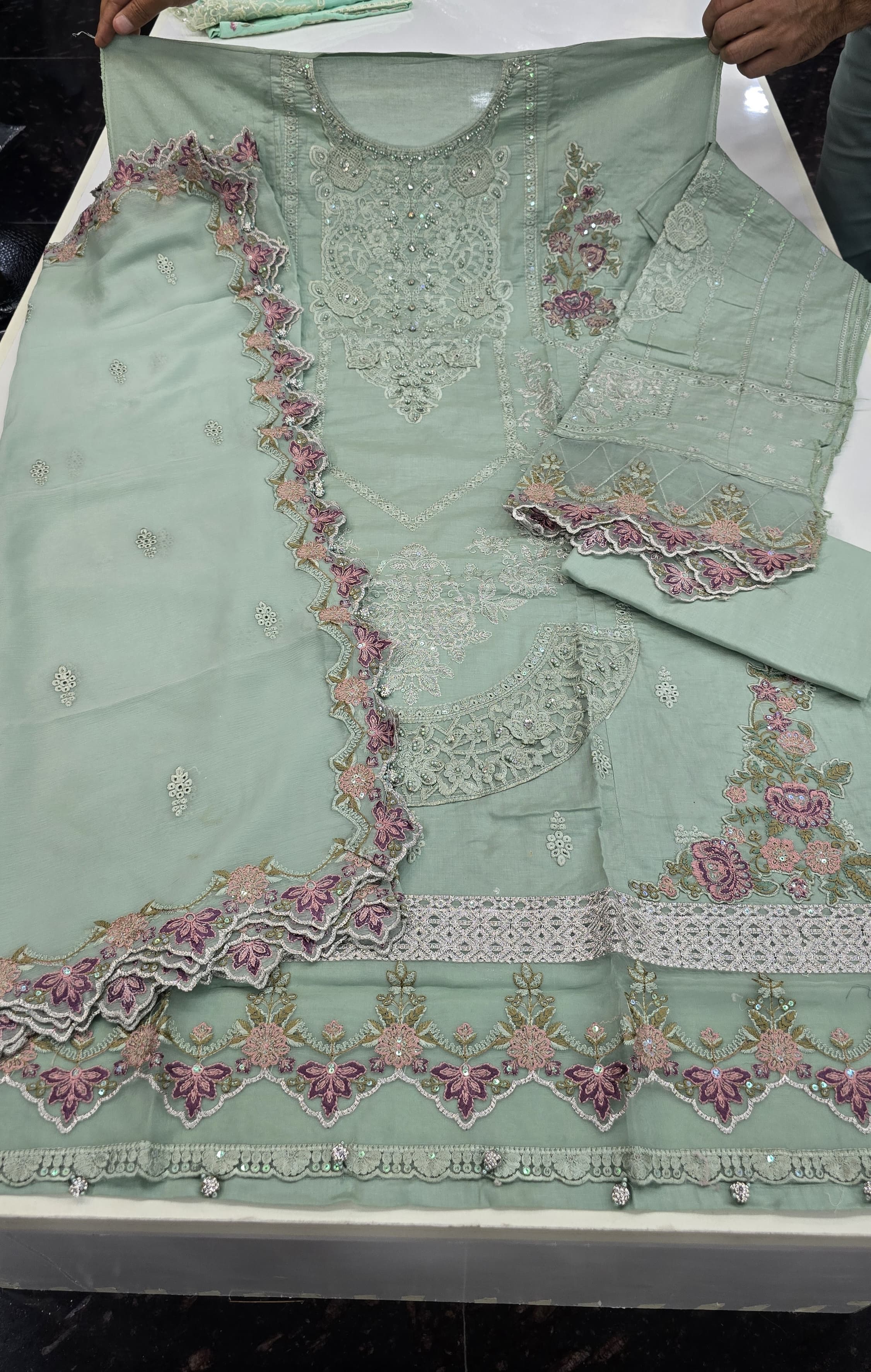 Qalamkar Suqoon Semi-Stitched Luxury Lawn 001