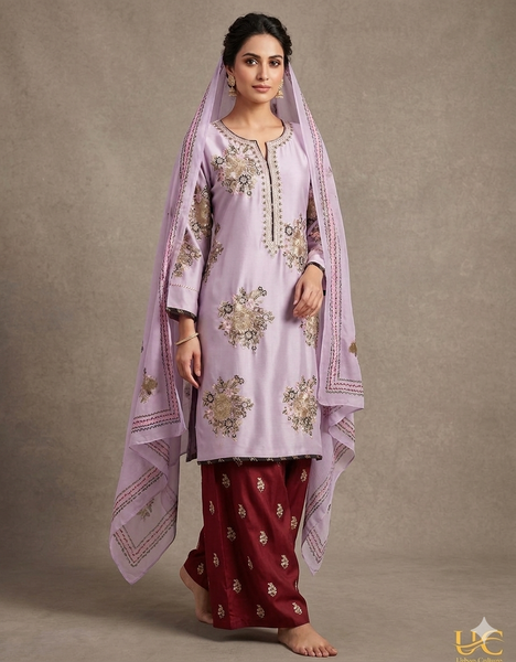 Ethnic Rayon Satin Suit | LILAC