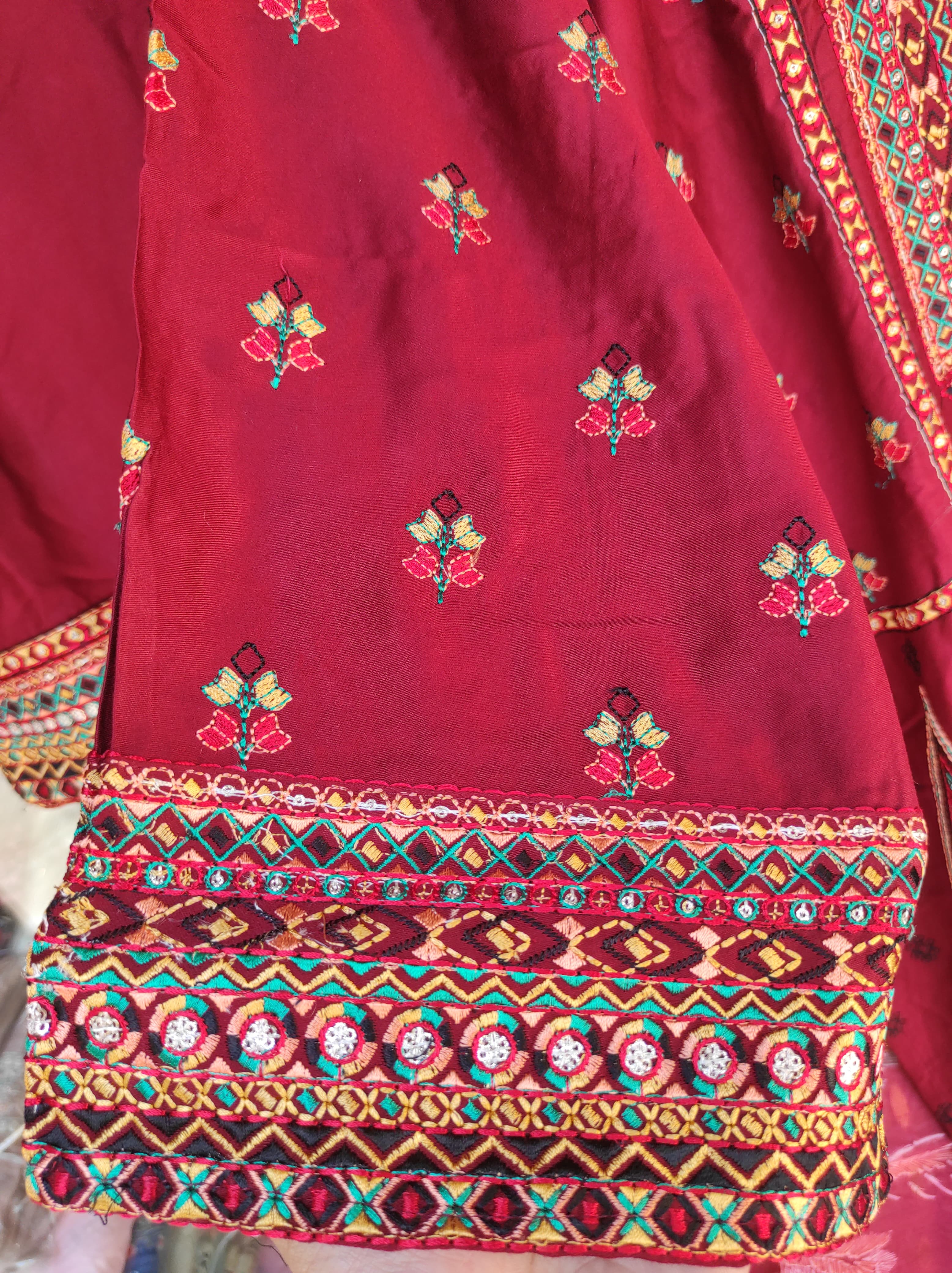 Afghani Kurta Salwar Set (Red)