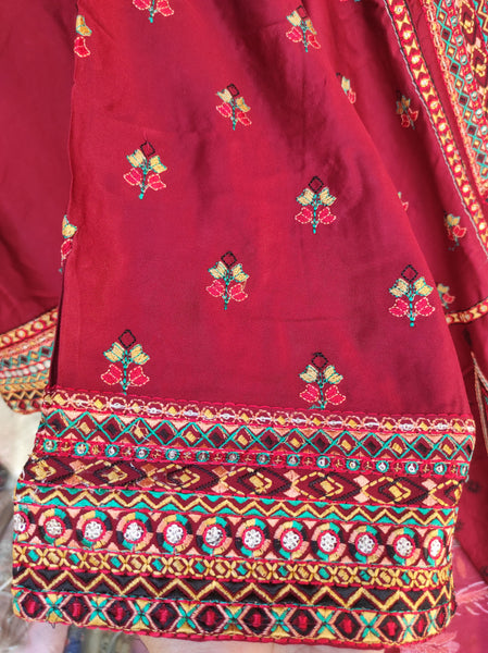 Afghani Kurta Salwar Set (Red)
