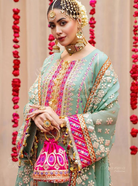 Iceblue and Orange Garara Set | RTW