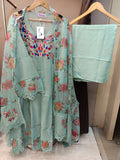 Sea green Khaadi Net Semi-stitched Frock