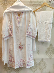 White Floral Embroidered Suit