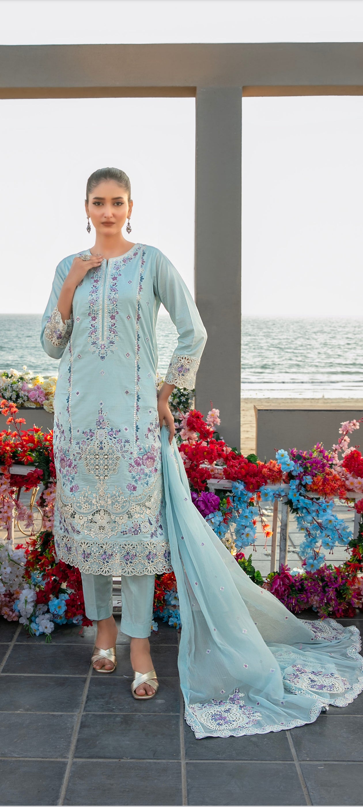 Sonheri Semi-stitched Lawn | D.no.006