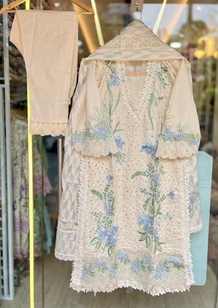 Moonflower – Embroidered Lawn Suit with Mehsuri Cotton Dupatta
