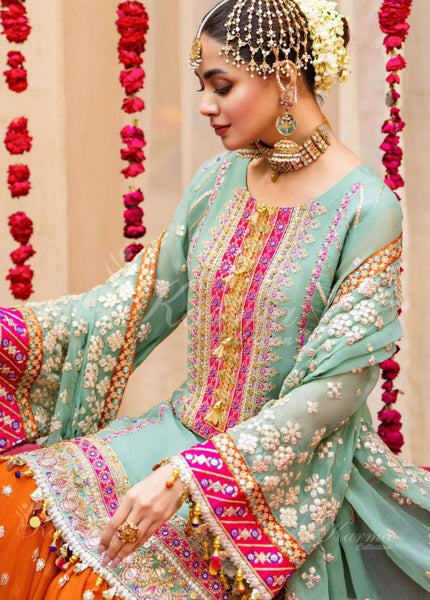 Iceblue and Orange Garara Set | RTW