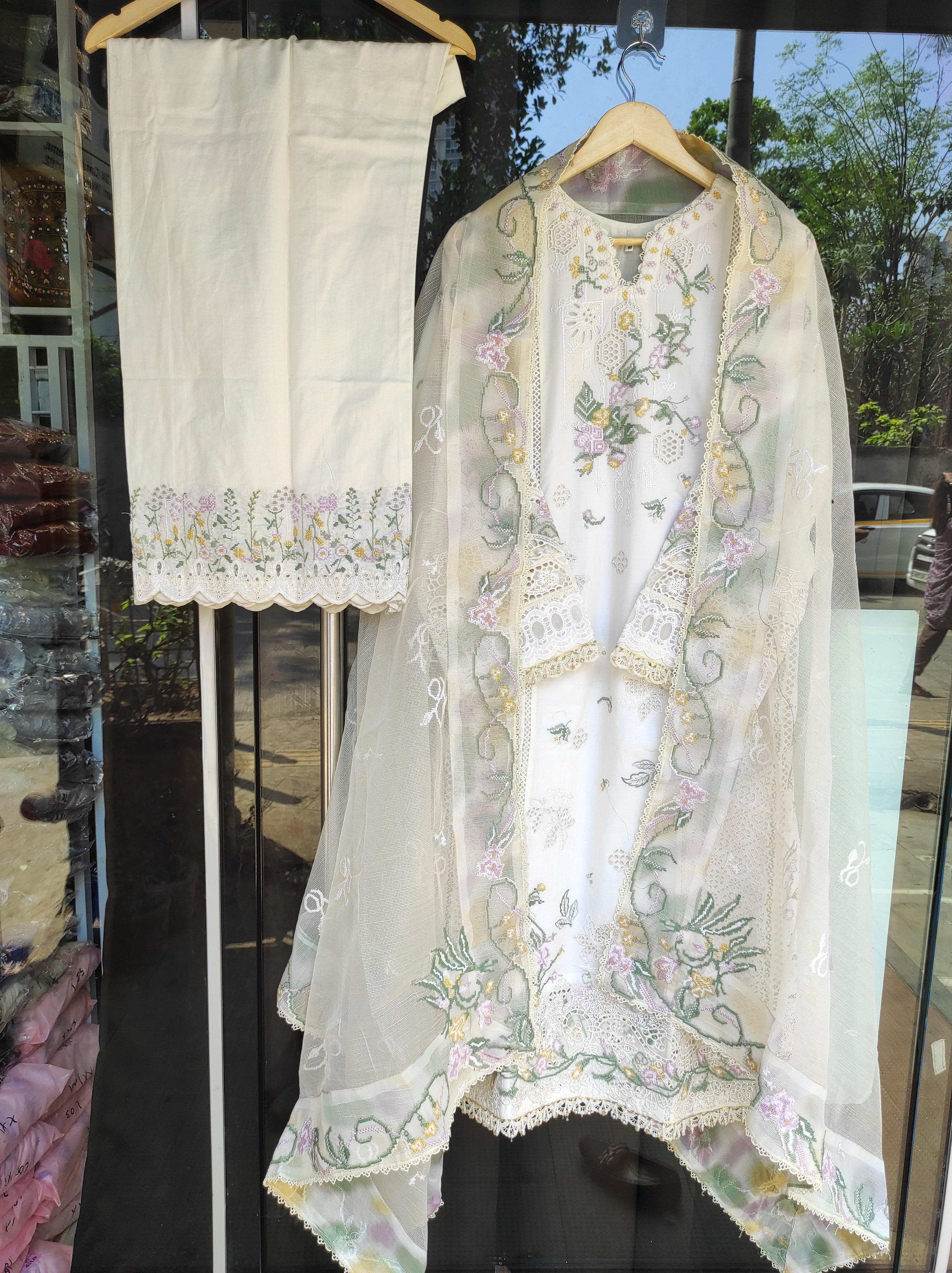Qalamkar Sahil Lawn 2026 | Ilara | White Embroidered Lawn Suit