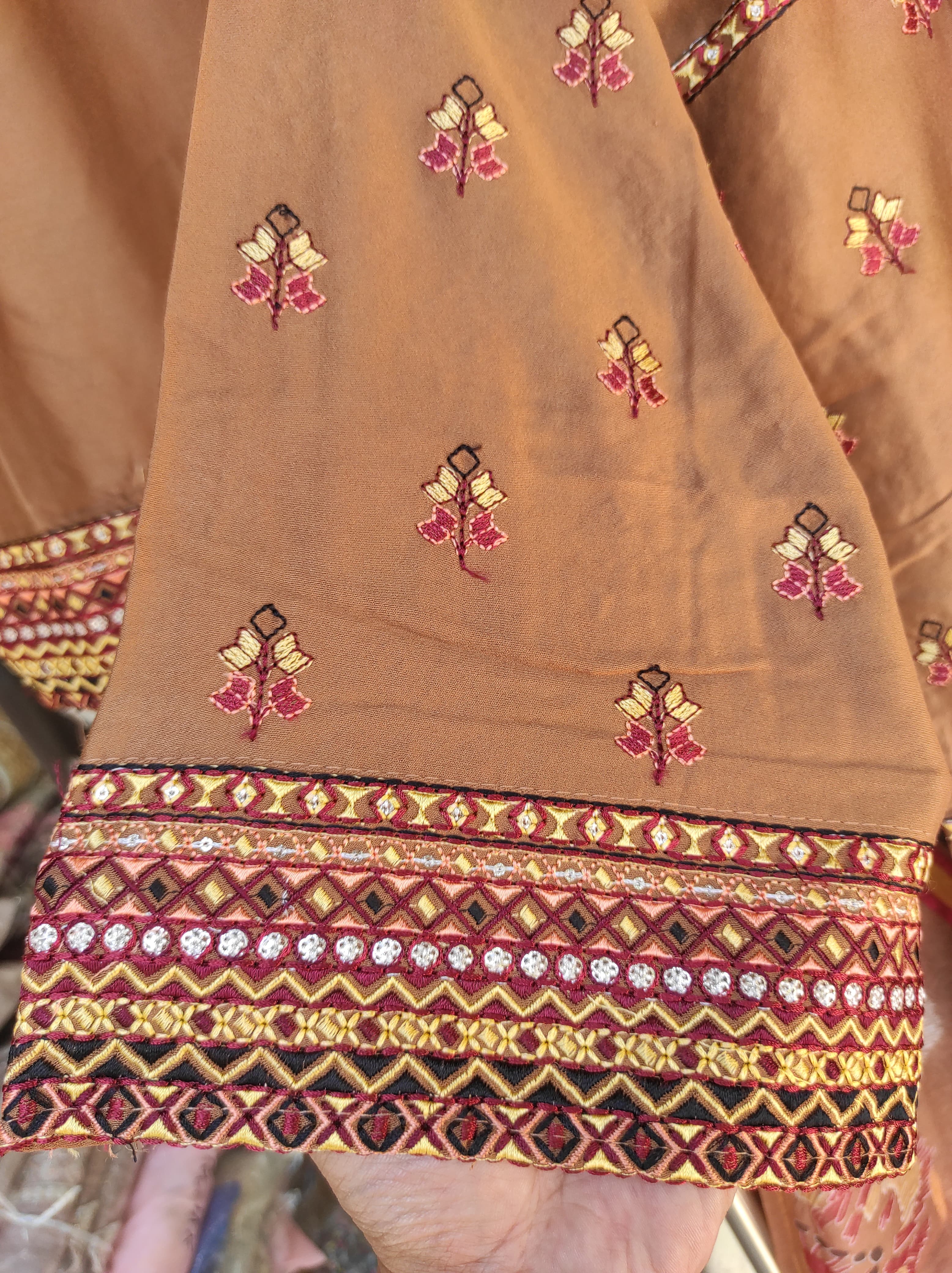 Afghani Kurta Salwar Set (Deep Caramel)