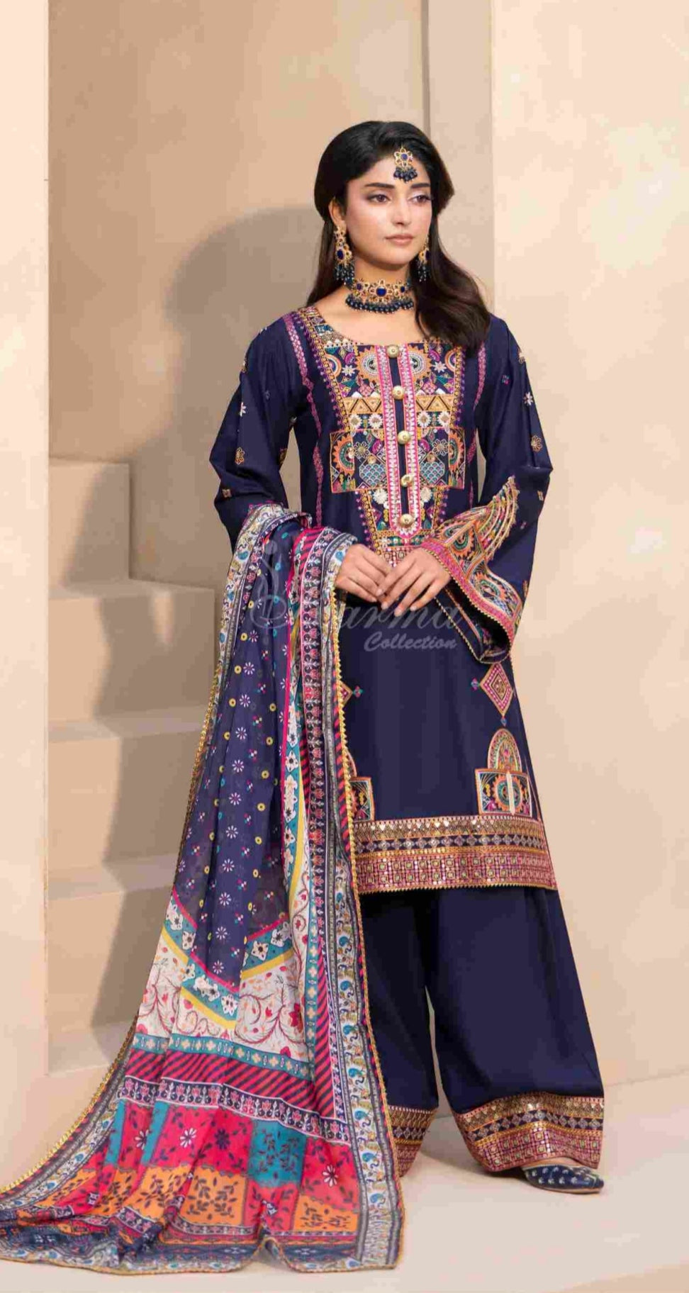 Ferisha Luxury Lawn | Ink Navy