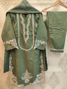 Olive Green Embroidered Suit