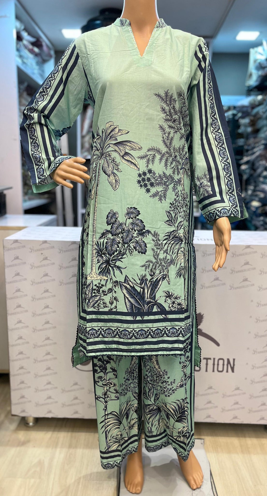 Mint Botanical Breeze Co-ord Set | By Tawakkal Fabrics