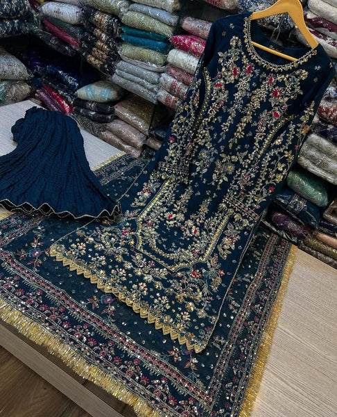 Teal Majestic Chiffon Plazzo Set