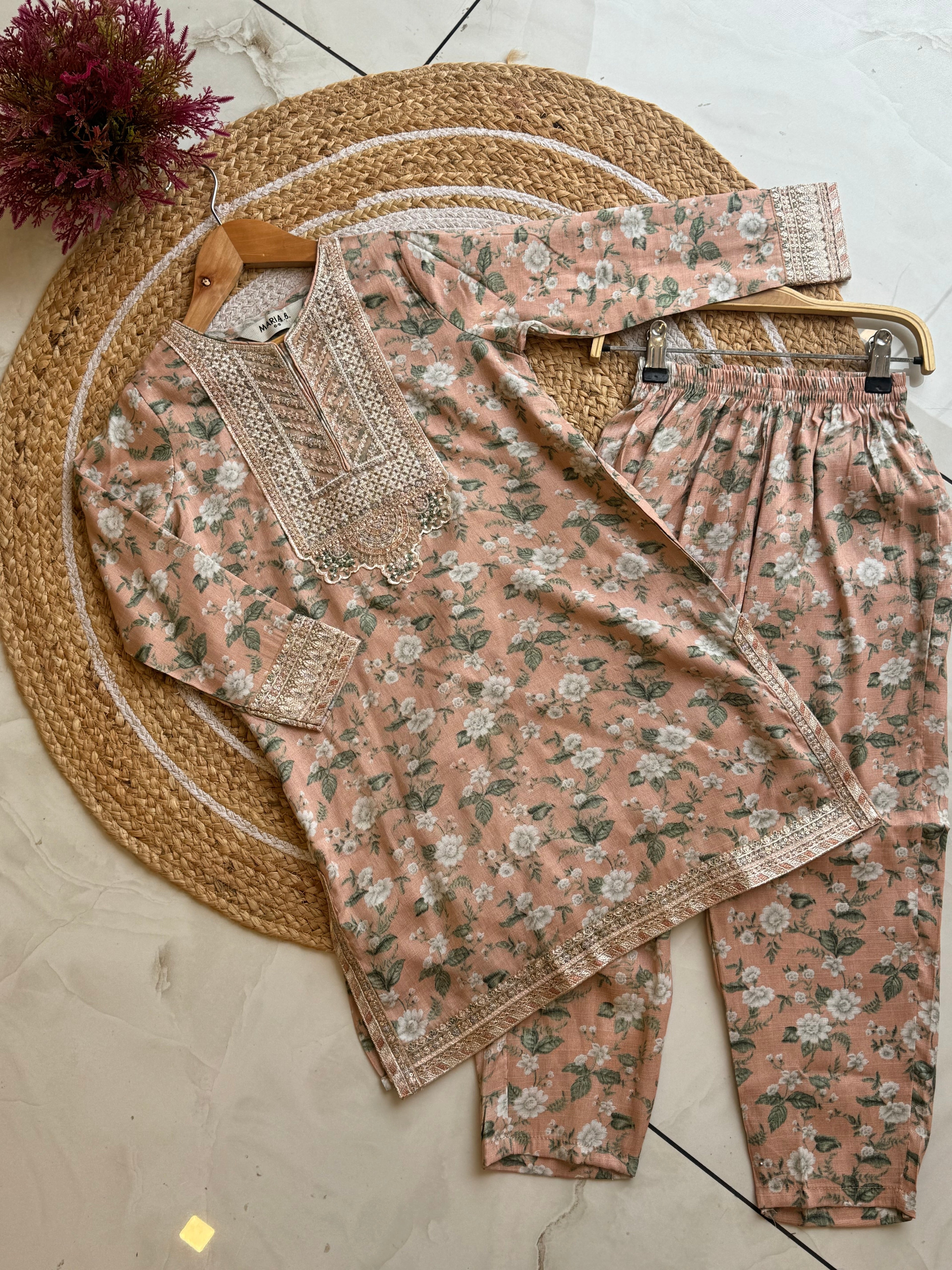 2 Piece Embroidered Lawn Suit | D.no.118 | Peach