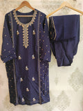 Navy Blue Raw Silk Kurta Set