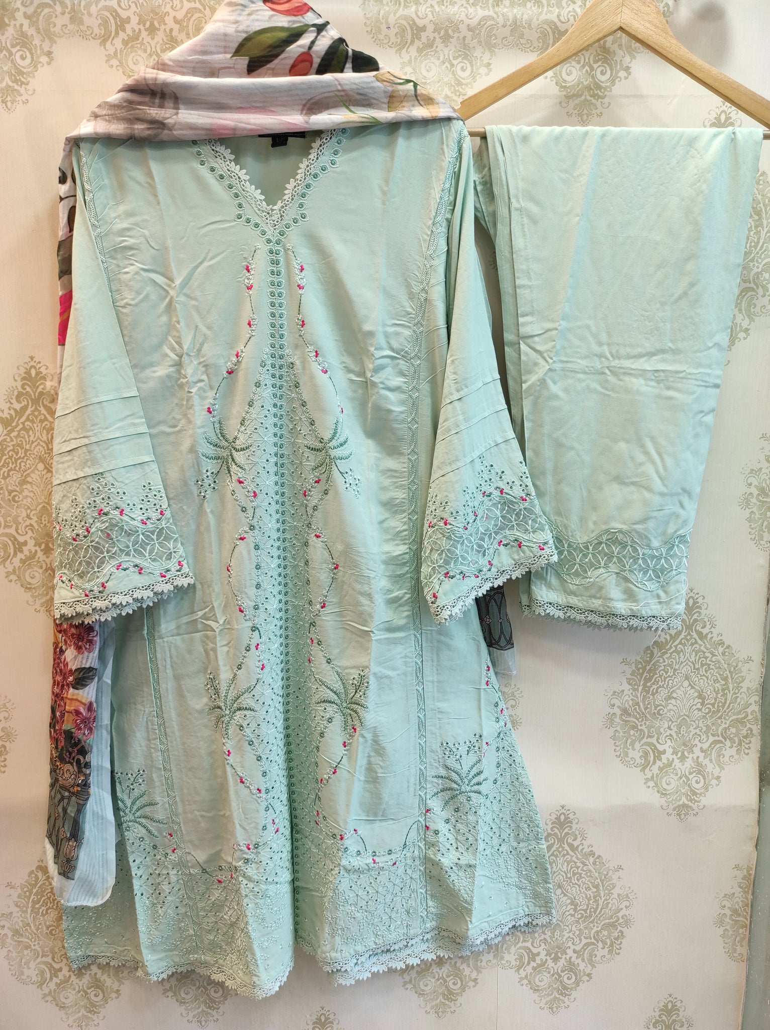 Sea Green A-Line Rayon Set