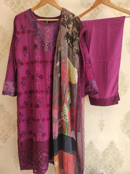 Magenta Viscose Kurta Set