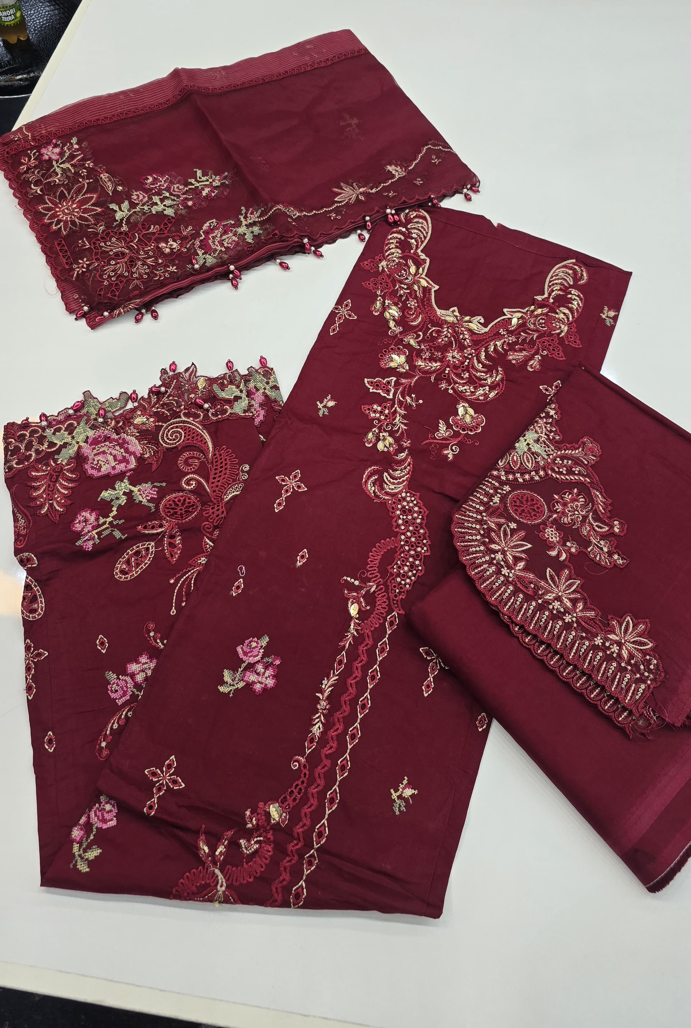Qalamkar Suqoon Semi-Stitched Luxury Lawn 002