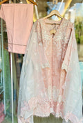 Qalamkar Sahil Lawn 2026 | Mahur | Peach Embroidered Lawn Suit