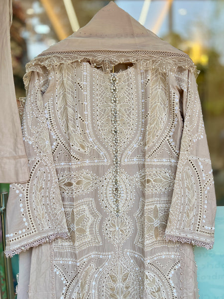 Champagne Pearl – Luxury Embroidered Pakistani Lawn Suit