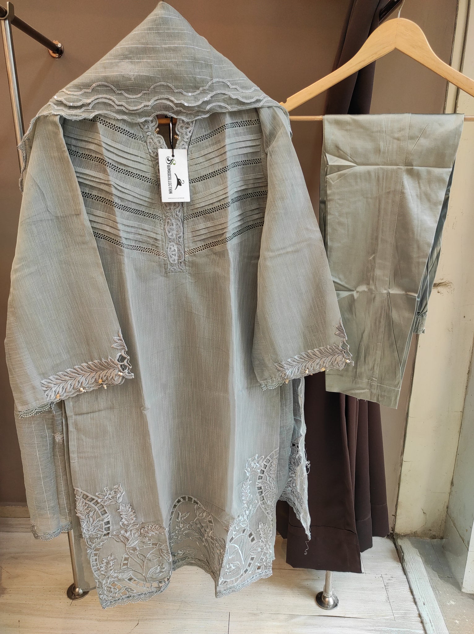 Ice Grey with Embroidery