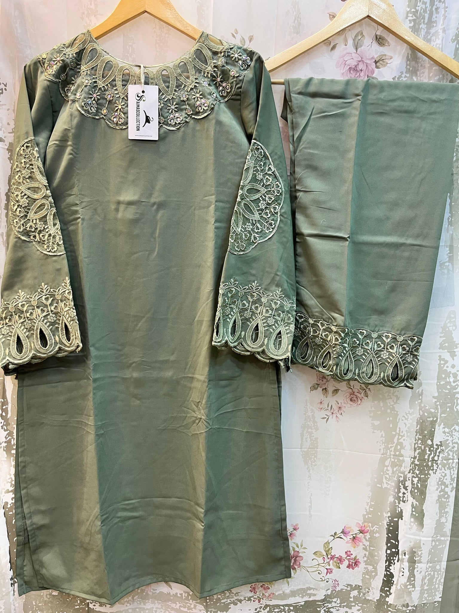 Georgette Embroidered (Green)
