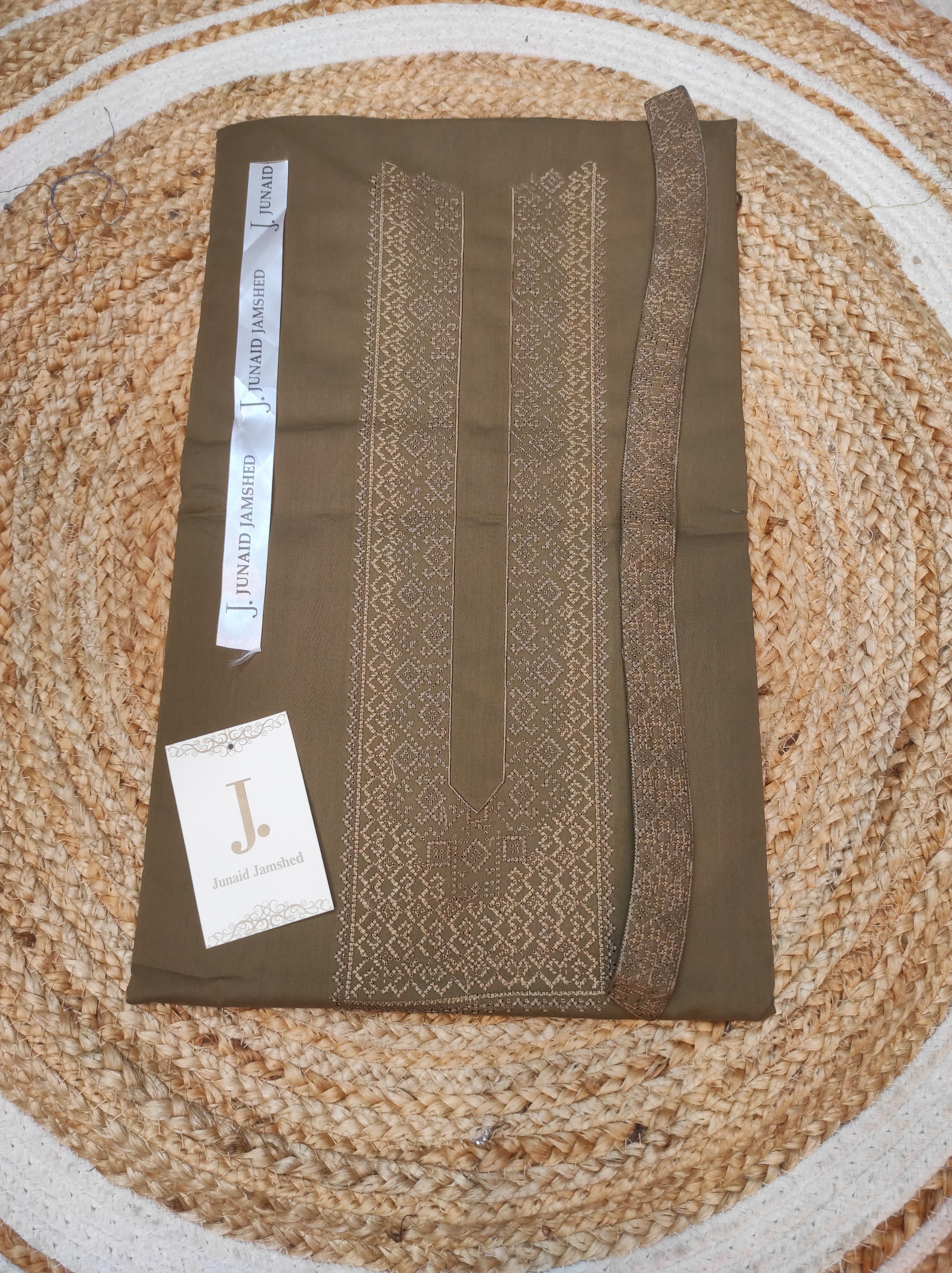 J. Embroidered Men's Unstitched Pathani Khaki