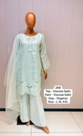 Sea Green Viscose Satin Suit