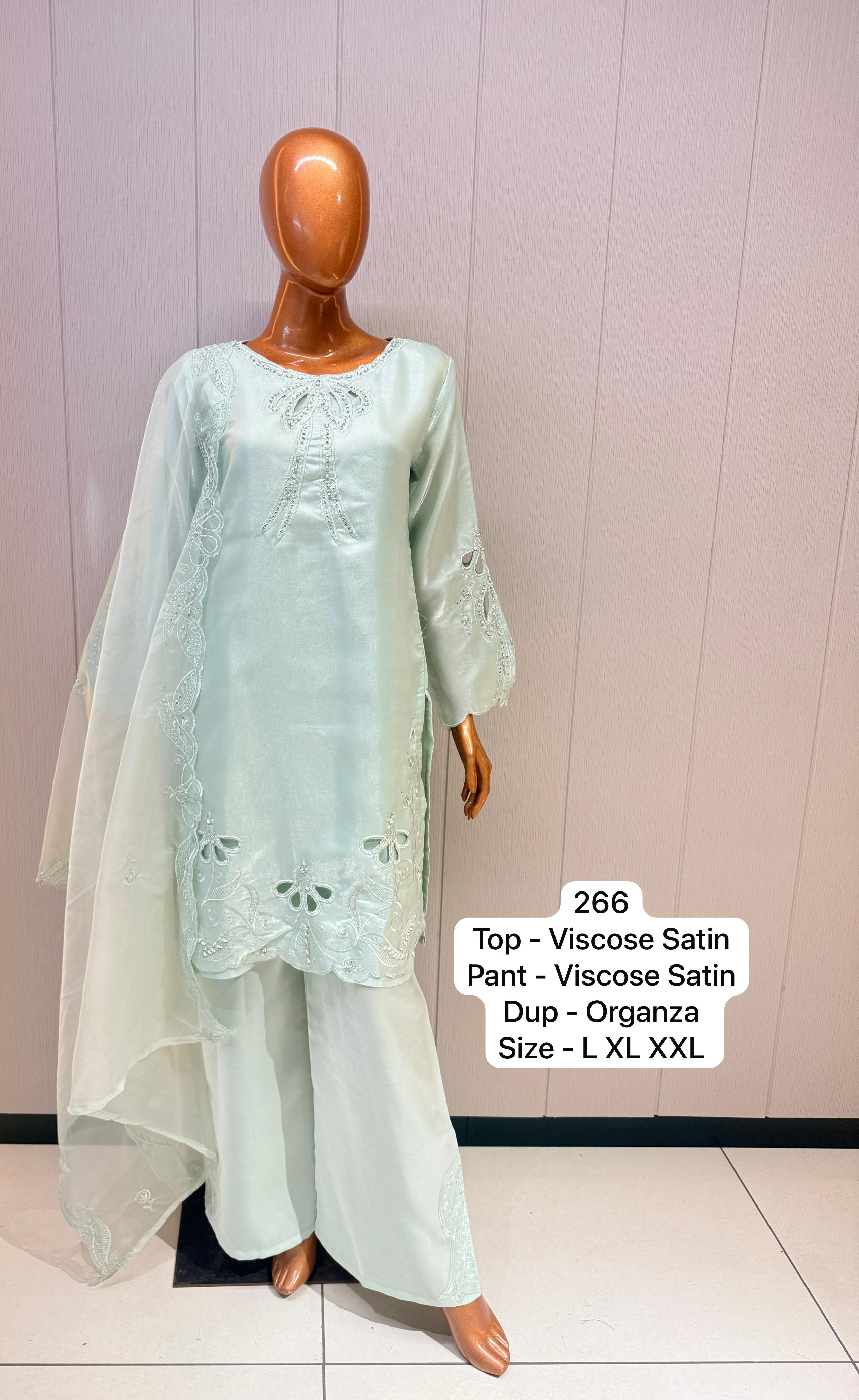 Sea Green Viscose Satin Suit