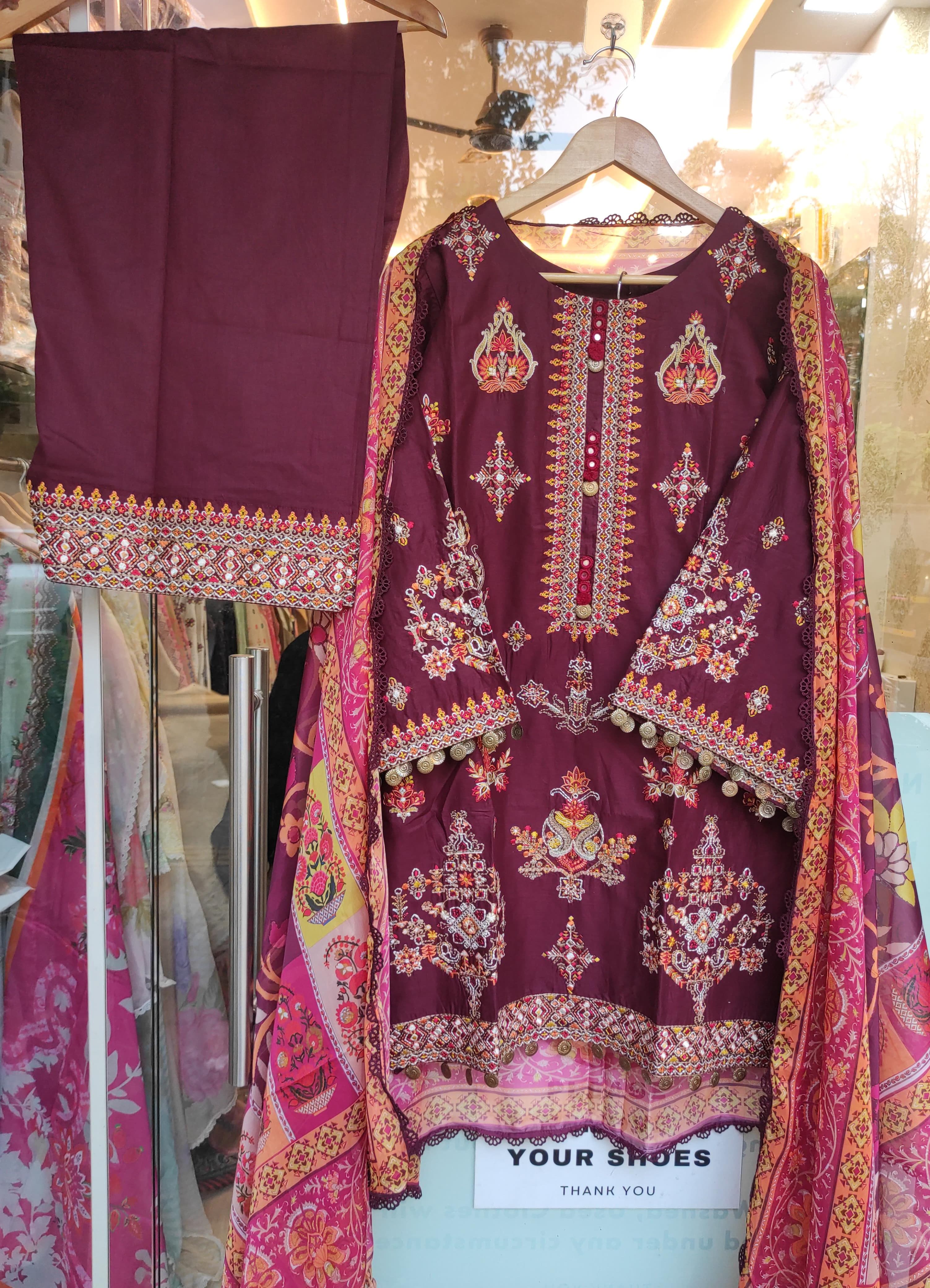 Ferisha Luxury Lawn | Royal Burgundy