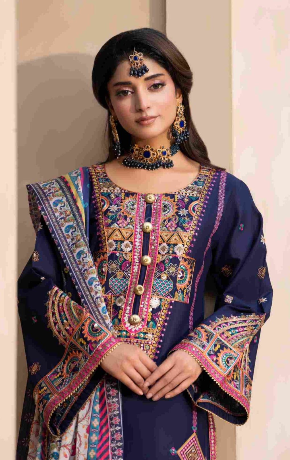 Ferisha Luxury Lawn | Ink Navy