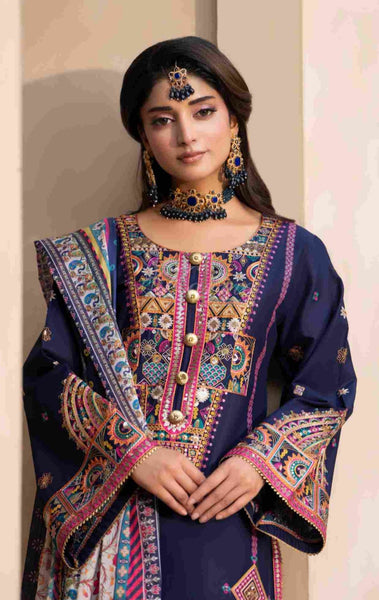 Ferisha Luxury Lawn | Ink Navy