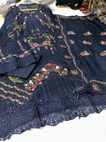 Embroidered Chiffon Suit | Royal Blue