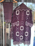 Georgette Embroidered Wine 3pc Set