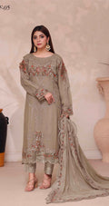 SEMI-STITCHED CHIFFON SUIT | TAUPE FLORAL