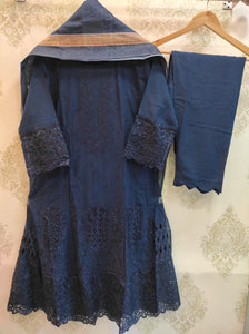 Dark Blue A-Line Frock Set