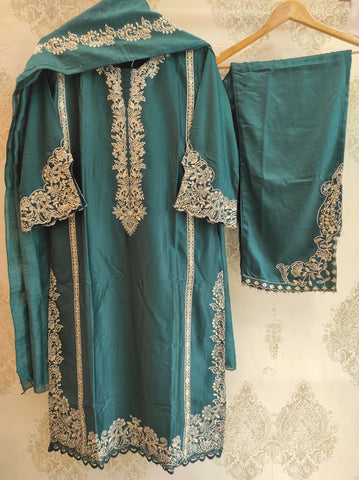 Deep Teal Green Embroidered Suit