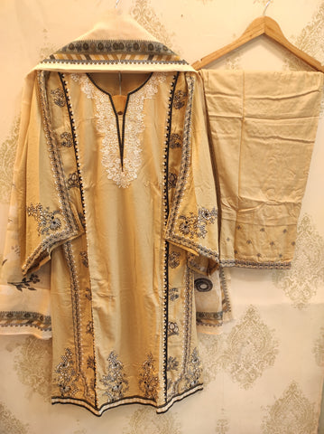 Beige Rayon Kurta With Embroidery | PLUS SIZE